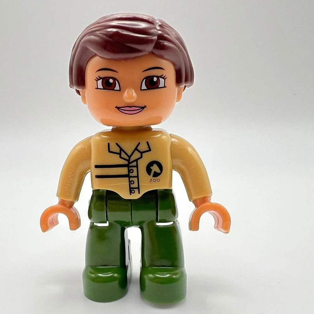 Duplo LEGO Girl Zookeeper‎ Figure LEGO Ville Brown Hair Zoo Animal Keeper